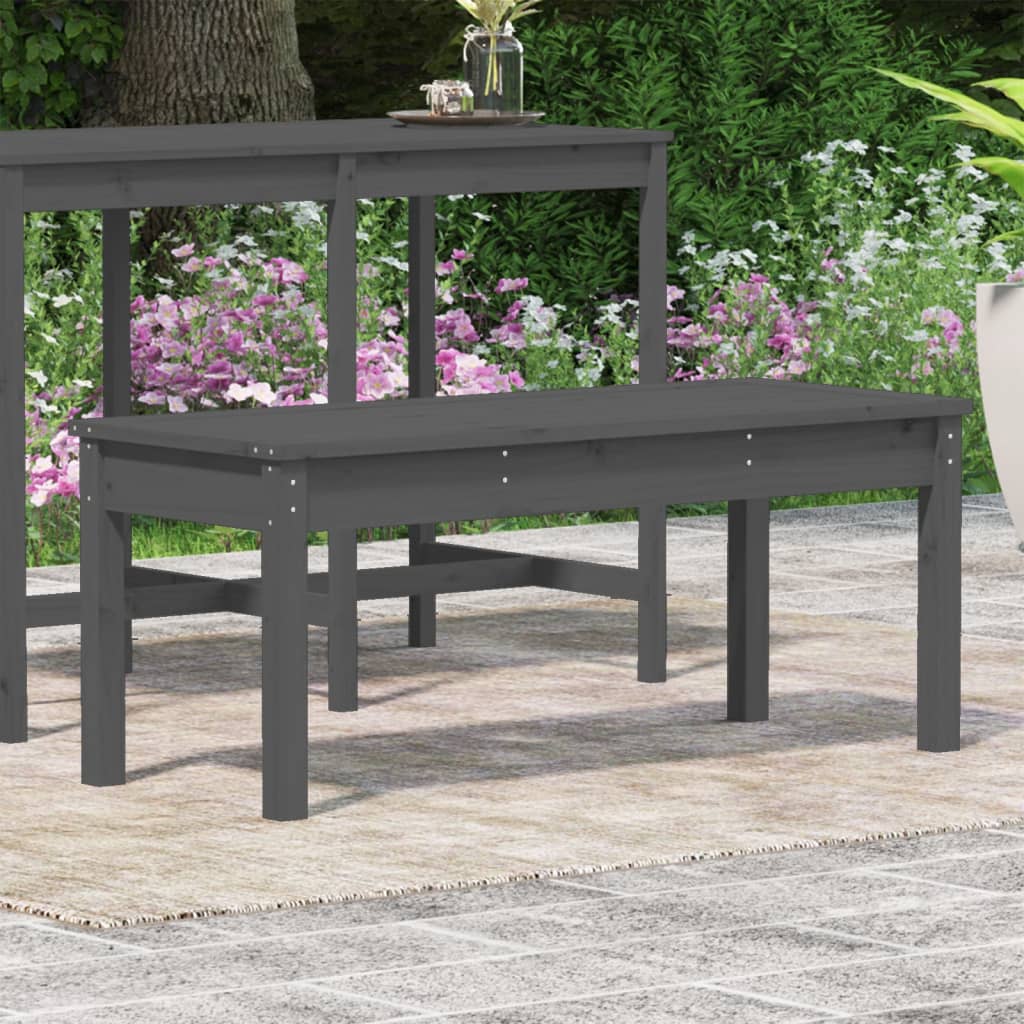 havebænk 109x44x45 cm massivt fyrretræ grå - Image 3