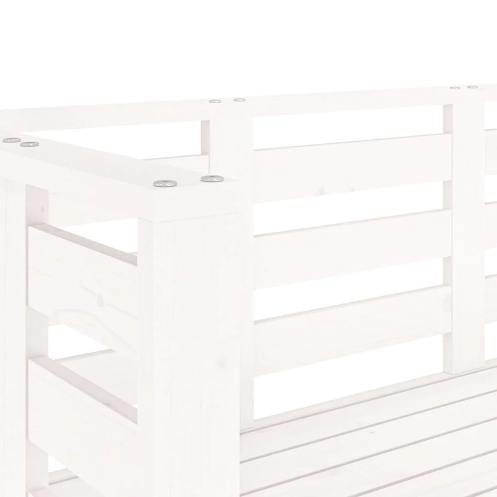 havebænk 111,5x53x71 cm massivt fyrretræ hvid - Image 7