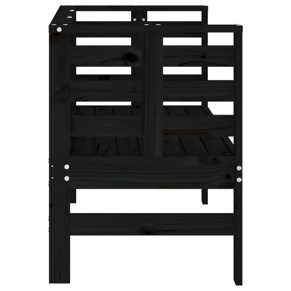 havebænk 111,5x53x71 cm massivt fyrretræ sort - Image 5