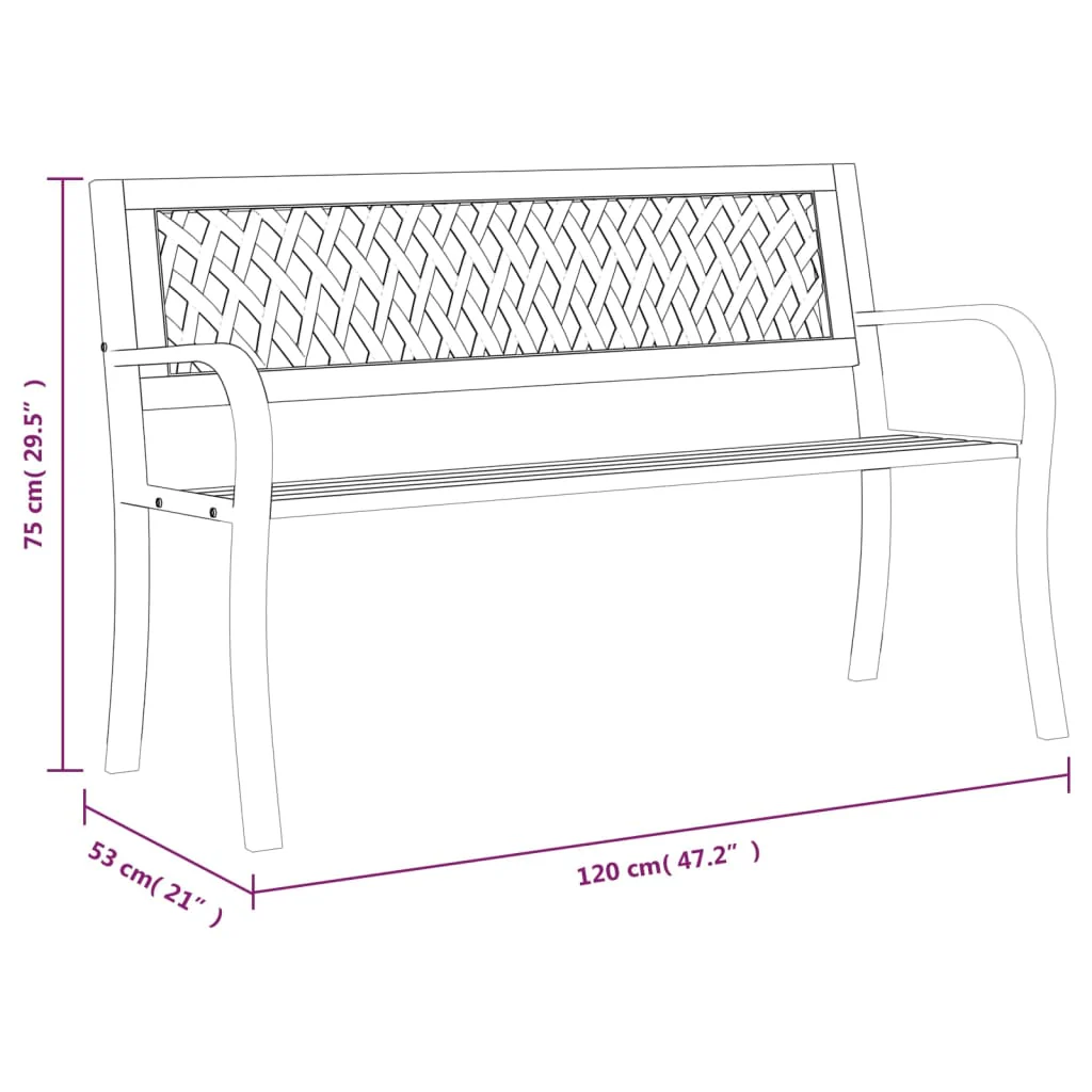 havebænk 120 cm stål sort - Image 8