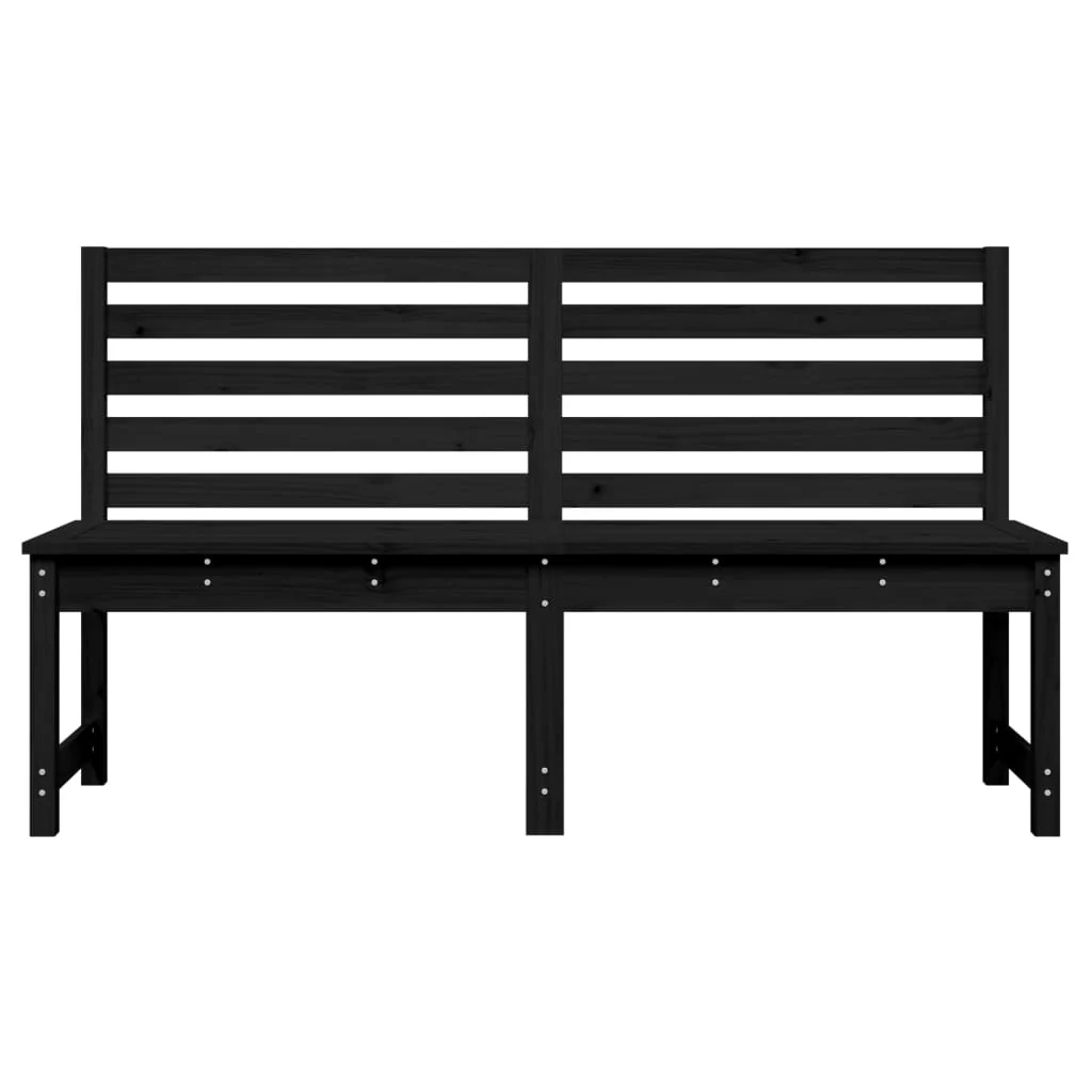 havebænk 157,5 cm massivt fyrretræ sort - Image 4
