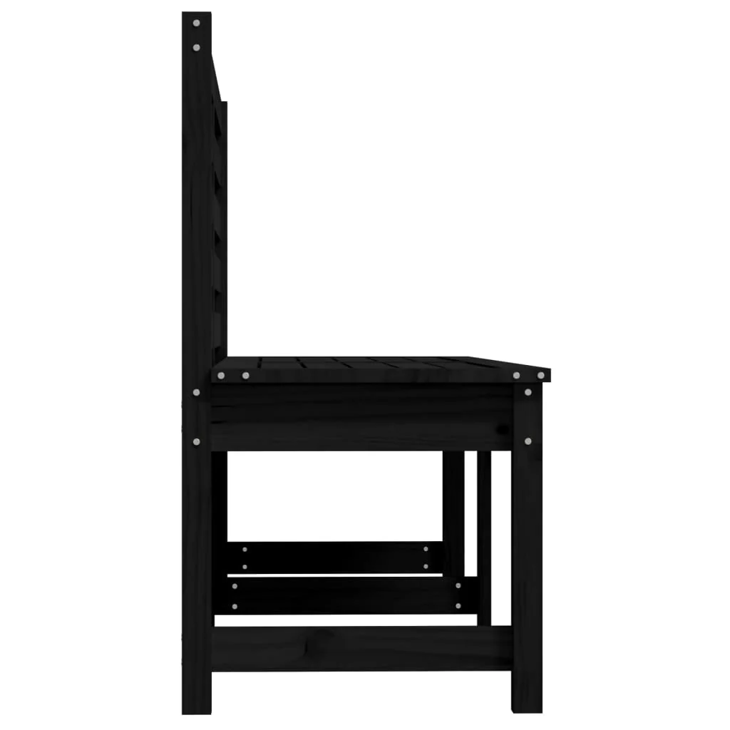 havebænk 157,5 cm massivt fyrretræ sort - Image 5