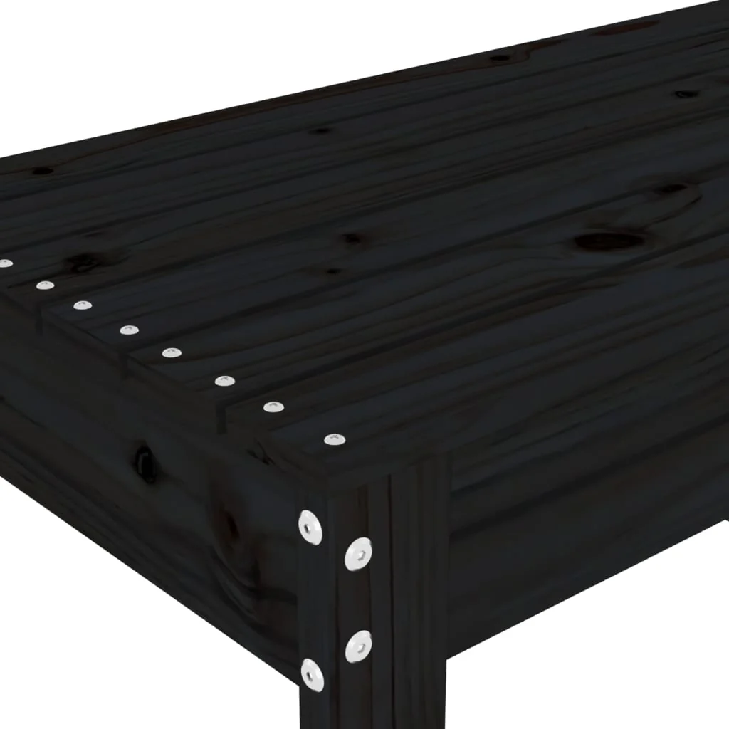 havebænk 80x38x45 cm massivt fyrretræ sort - Image 6