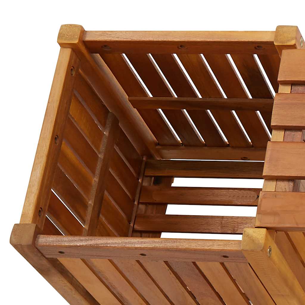 havebænk med 2 plantekasser 150x30x40 cm massivt akacietræ - Image 6