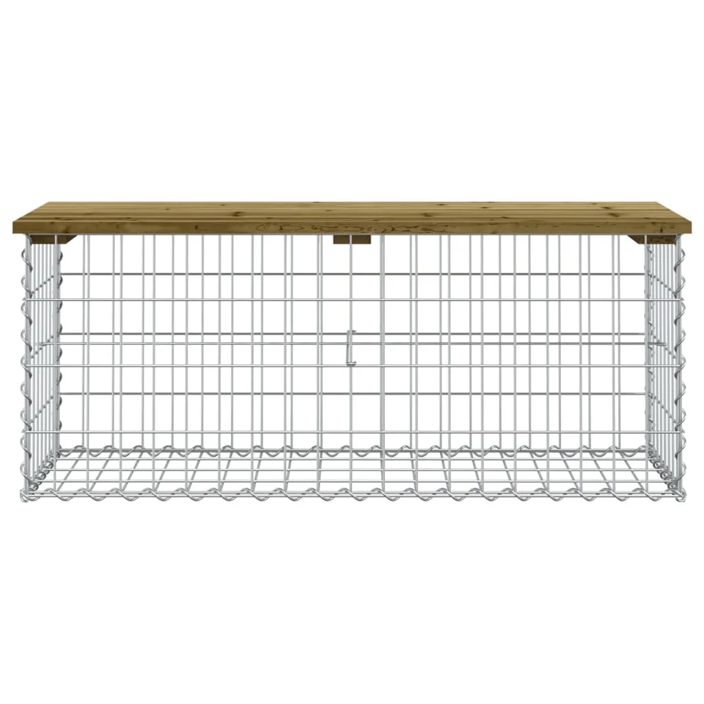 havebænk med gabiondesign 103x44x42 cm imprægneret fyrretræ - Image 3