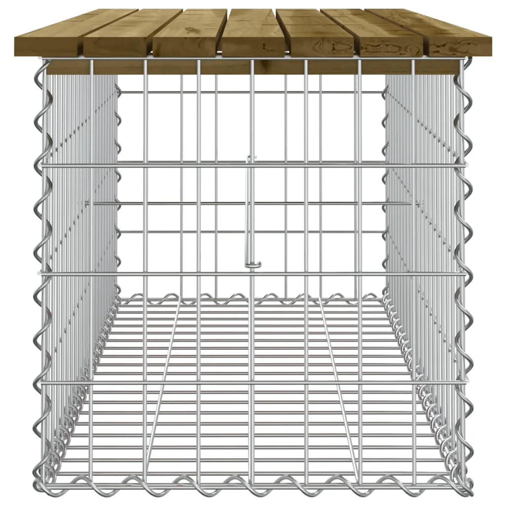 havebænk med gabiondesign 103x44x42 cm imprægneret fyrretræ - Image 4