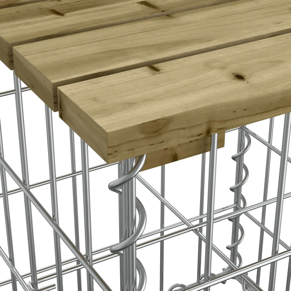 havebænk med gabiondesign 103x44x42 cm imprægneret fyrretræ - Image 6