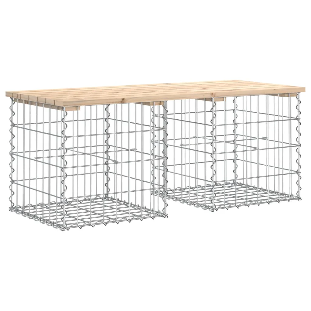 havebænk med gabiondesign 103x44x42 cm massivt fyrretræ - Image 5