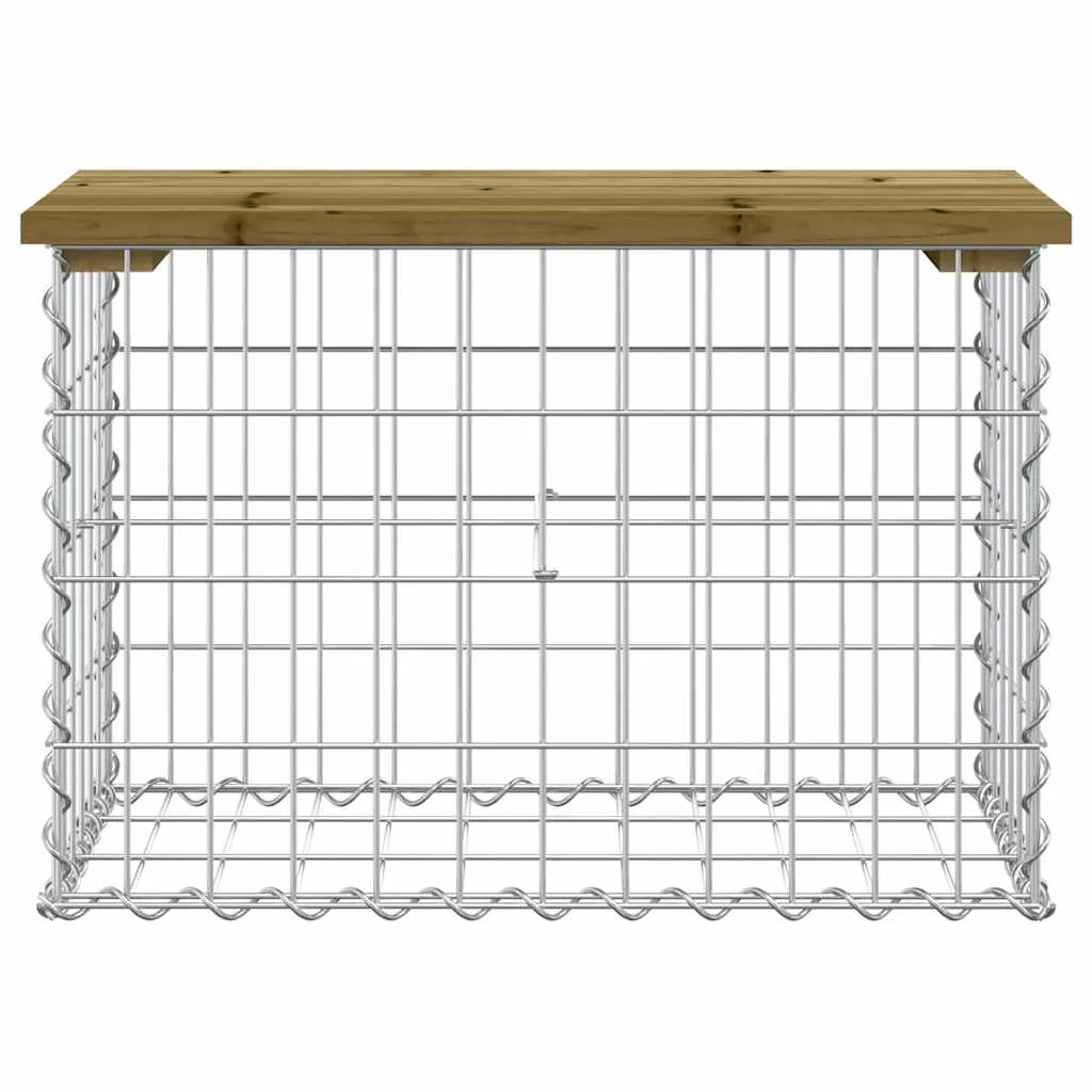 havebænk med gabiondesign 63x31,5x42 cm imprægneret fyrretræ - Image 3