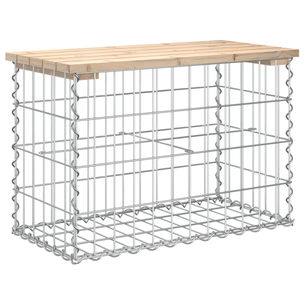 havebænk med gabiondesign 63x31,5x42 cm massivt fyrretræ - Image 5