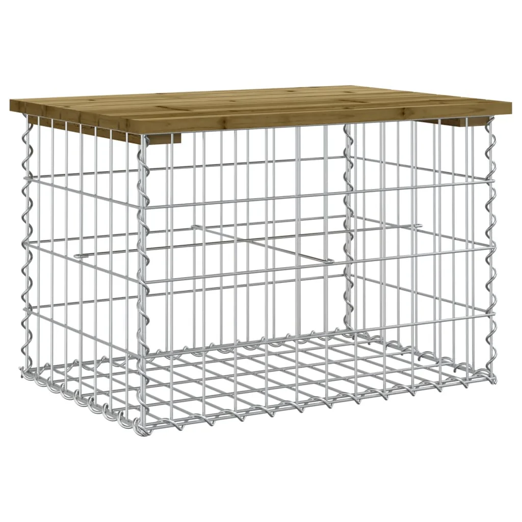 havebænk med gabiondesign 63x44x42 cm imprægneret fyrretræ - Image 2