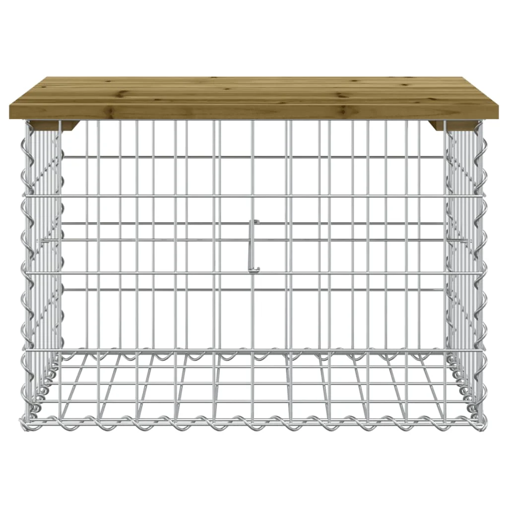 havebænk med gabiondesign 63x44x42 cm imprægneret fyrretræ - Image 3