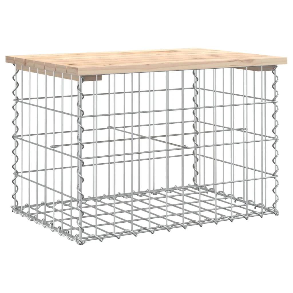 havebænk med gabiondesign 63x44x42 cm massivt fyrretræ - Image 2