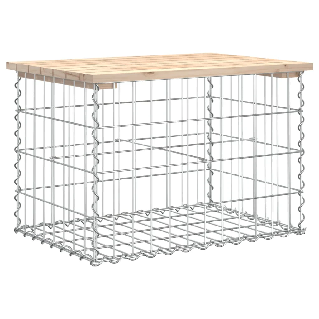 havebænk med gabiondesign 63x44x42 cm massivt fyrretræ - Image 5