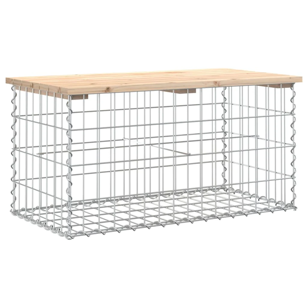 havebænk med gabiondesign 83x44x42 cm massivt fyrretræ - Image 2