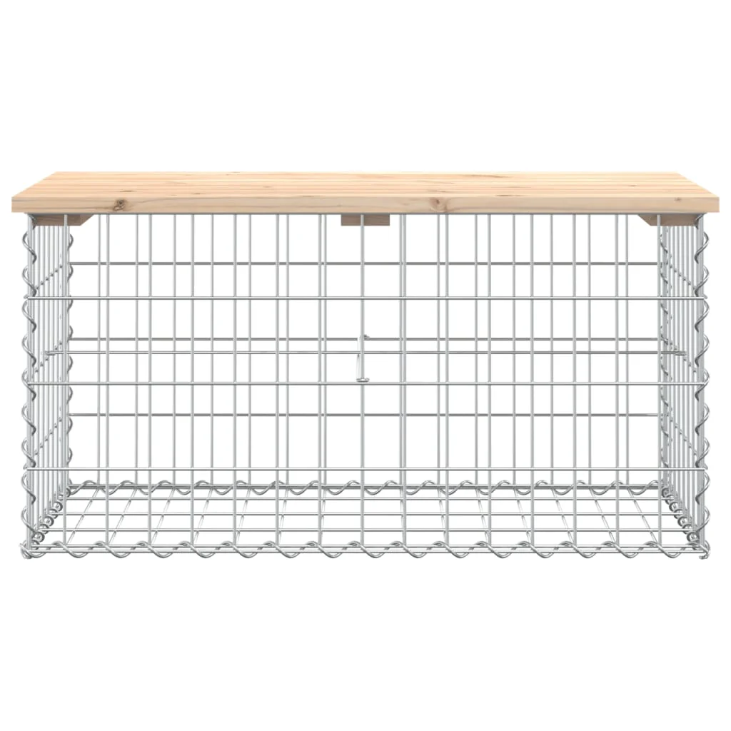 havebænk med gabiondesign 83x44x42 cm massivt fyrretræ - Image 3