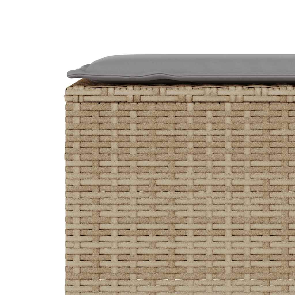 havebænk med hynde 110x30x40,5 cm polyrattan beige - Image 7