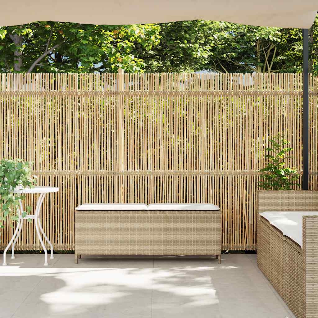 havebænk med hynde 110x30x40,5 cm polyrattan beige - Image 3