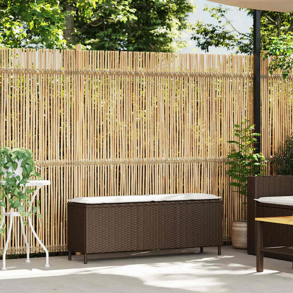 havebænk med hynde 110x30x40,5 cm polyrattan brun - Image 2