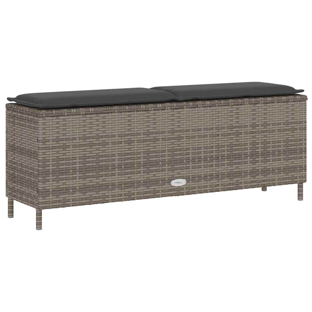 havebænk med hynde 110x30x40,5 cm polyrattan grå - Image 6