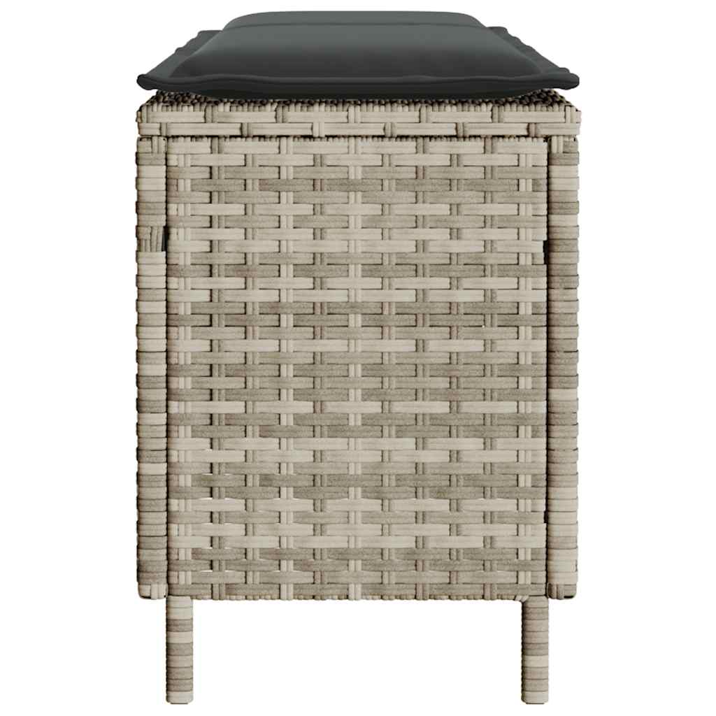 havebænk med hynde 110x30x40,5 cm polyrattan lysegrå - Image 5