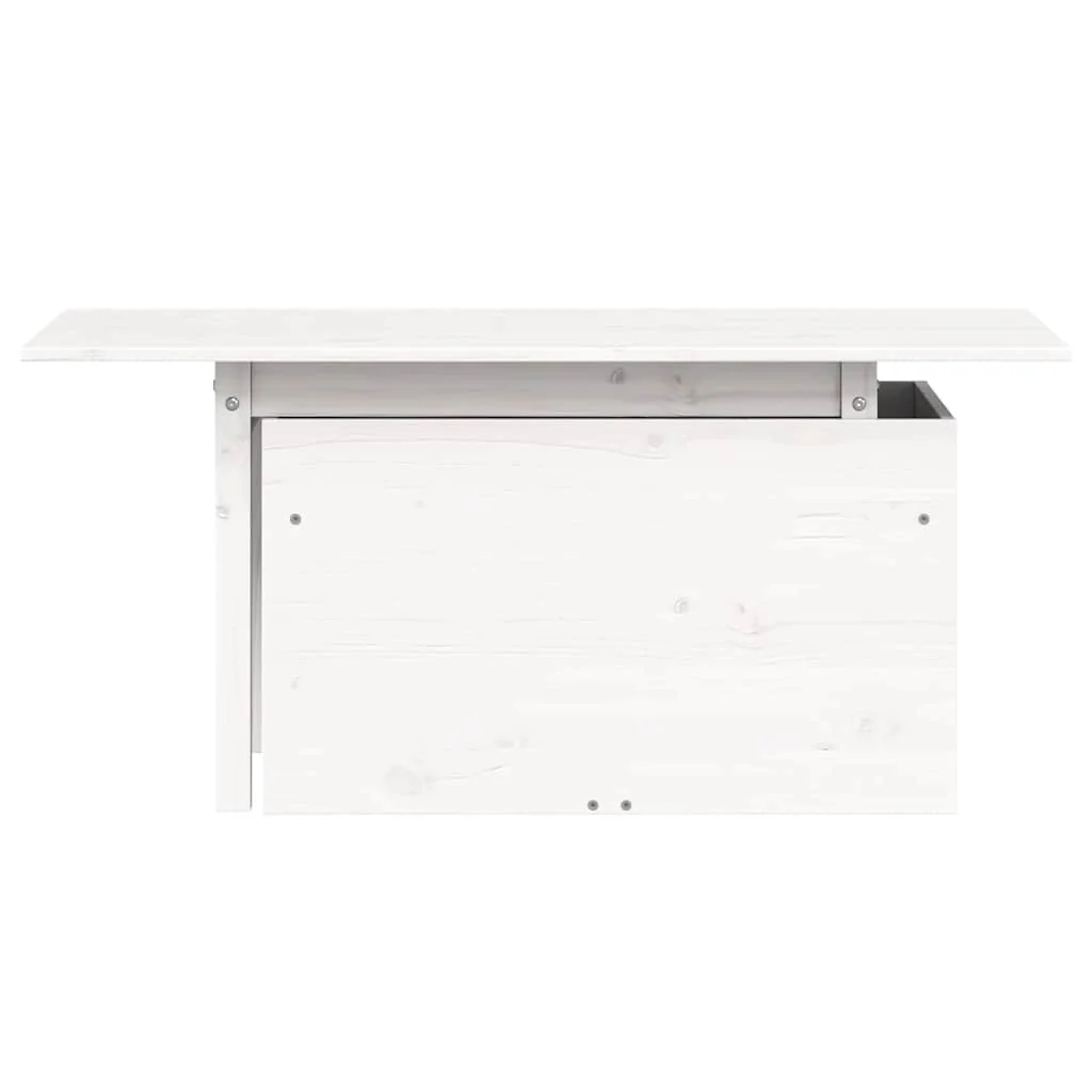 havebord 100x50x75 cm massivt fyrretræ hvid - Image 5