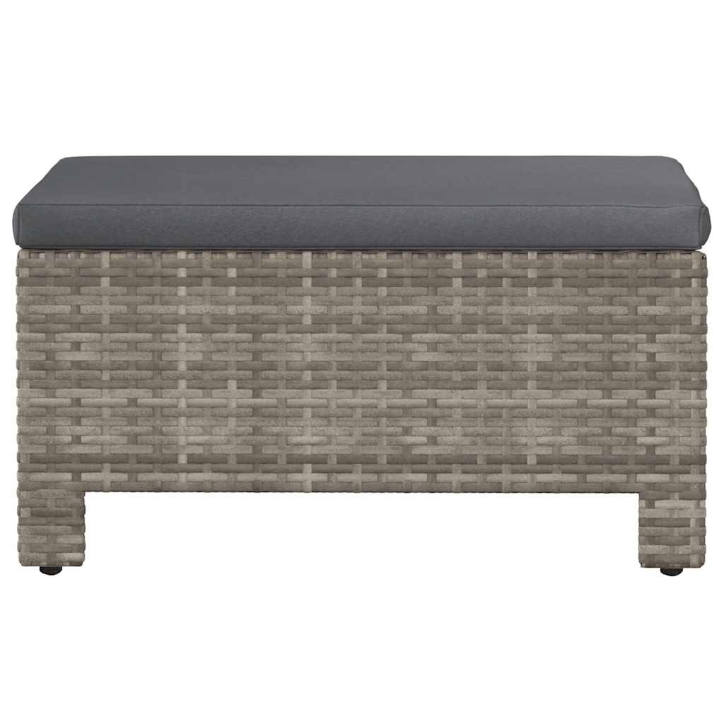 havefodstøtte med hynde grå polyrattan - Image 4