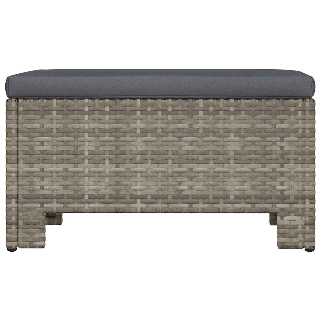 havefodstøtte med hynde grå polyrattan - Image 5