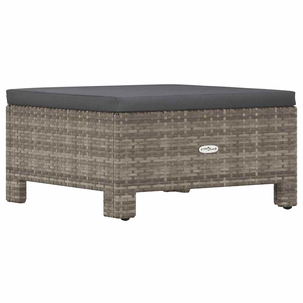 havefodstøtte med hynde grå polyrattan - Image 6