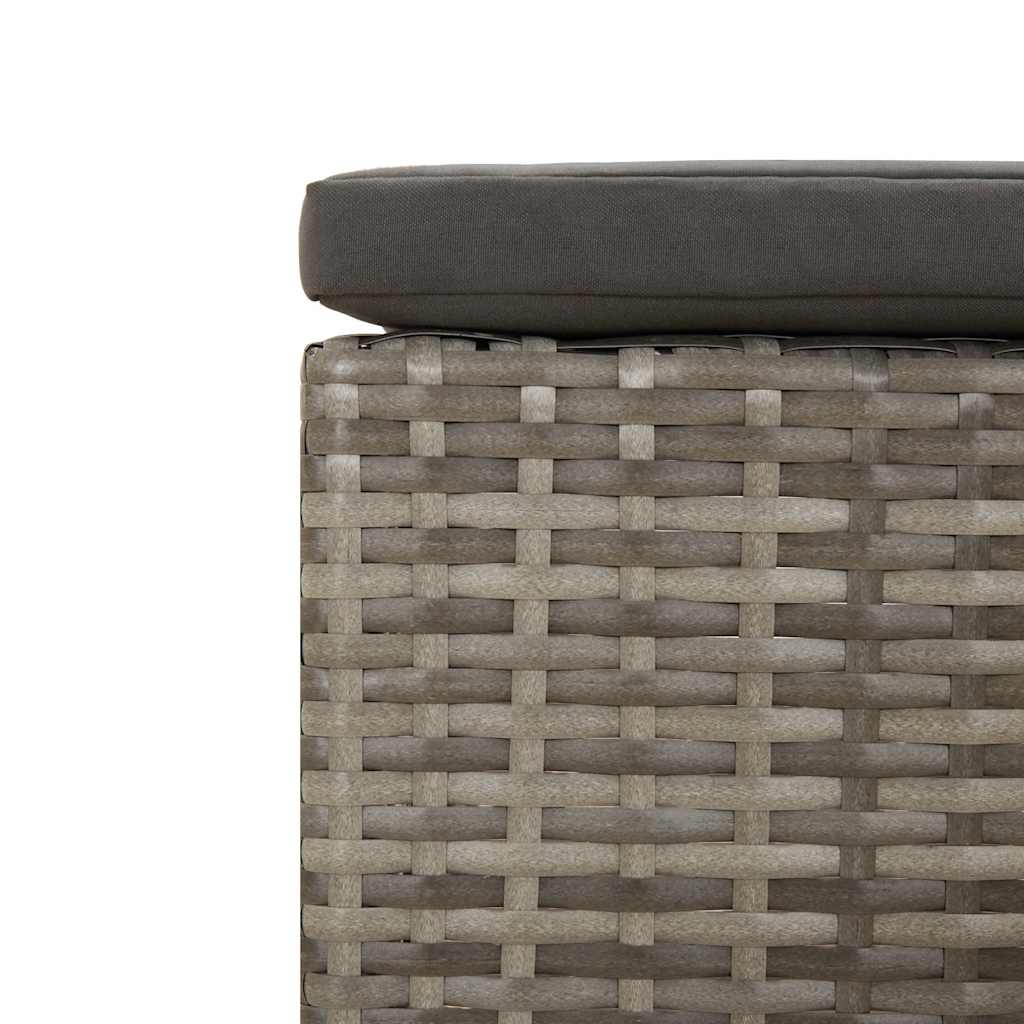 havefodstøtte med hynde grå polyrattan - Image 7