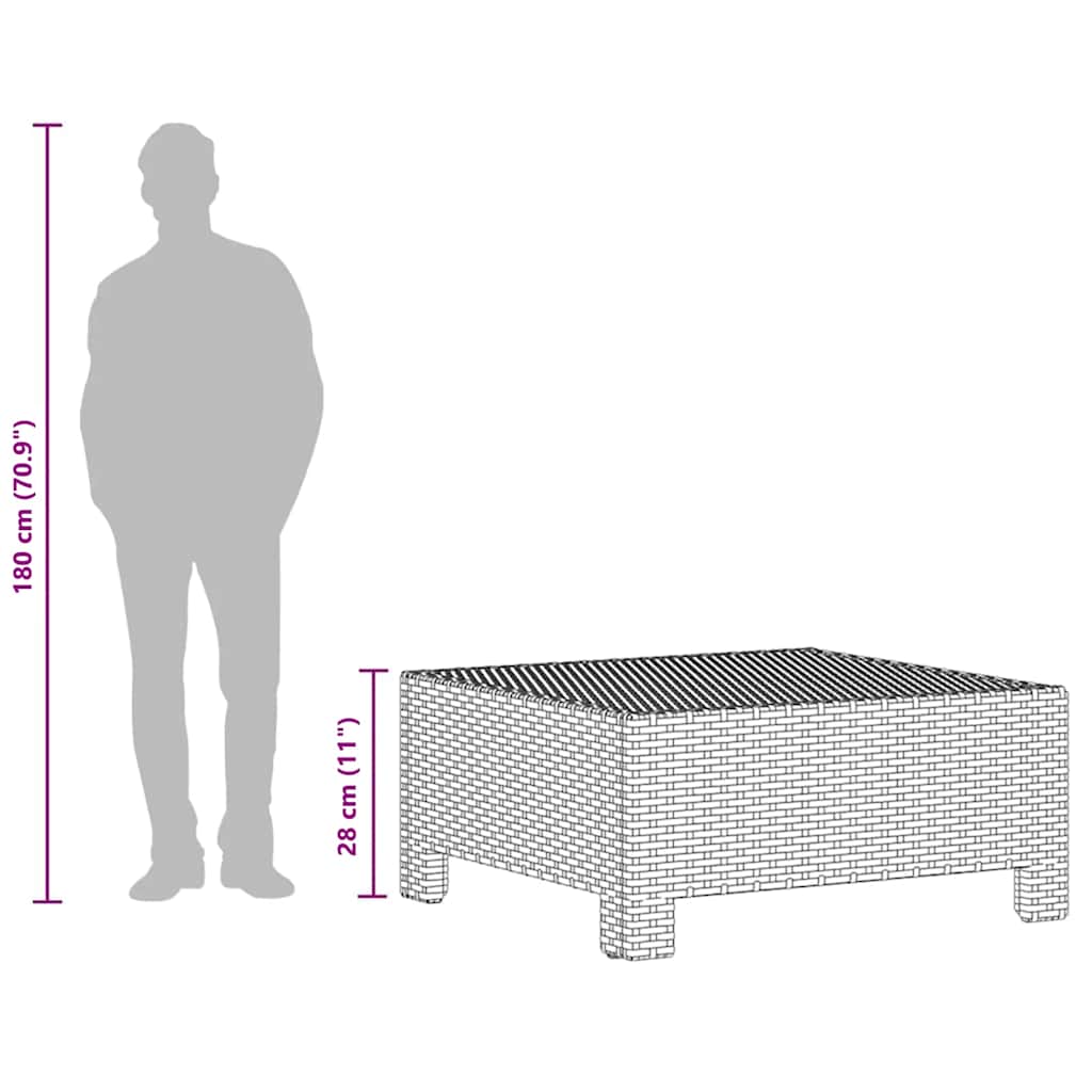 havefodstøtte med hynde grå polyrattan - Image 8