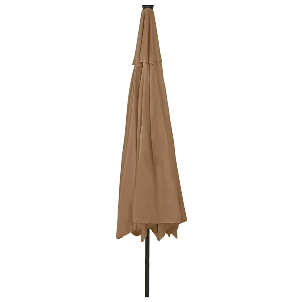 haveparasol med LED-lys 400 cm gråbrun - Image 5