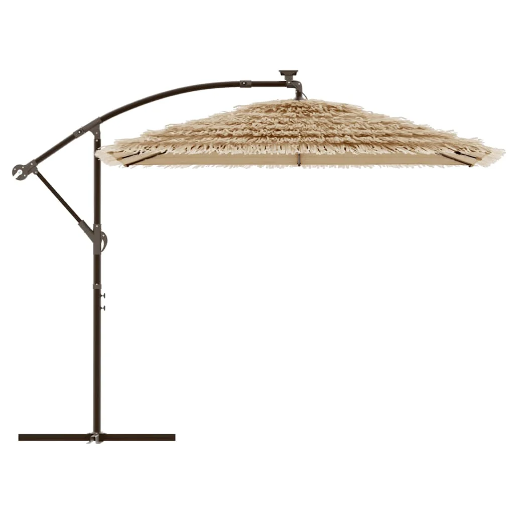 haveparasol med LED-lys og stålstang 246x246x230 cm brun - Image 5