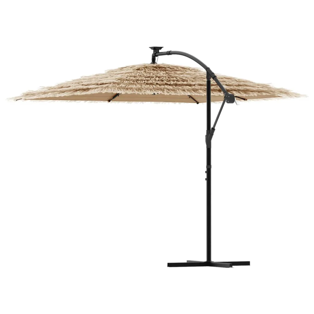 haveparasol med LED-lys og stålstang 269x269x235 cm brun - Image 6