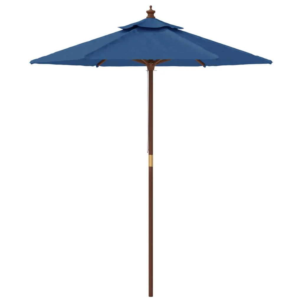 haveparasol med træstang 196x231 cm azurblå - Image 4