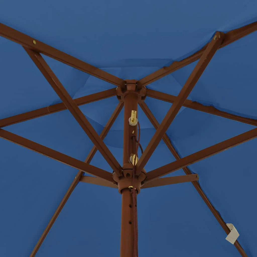 haveparasol med træstang 196x231 cm azurblå - Image 6