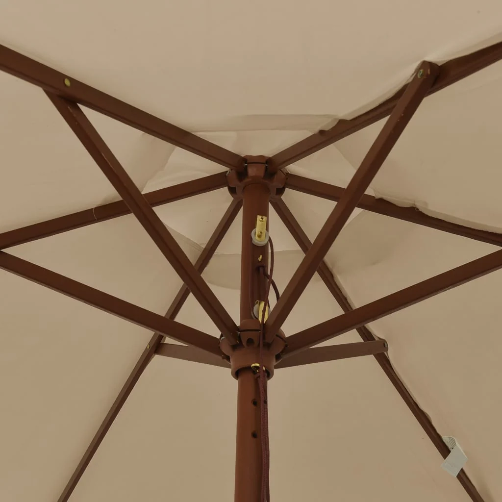haveparasol med træstang 196x231 cm gråbrun - Image 6