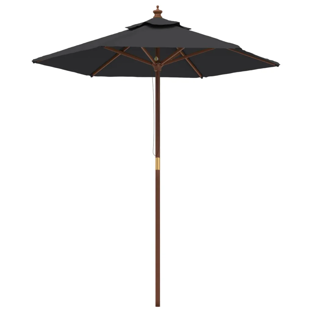 haveparasol med træstang 196x231 cm sort - Image 2