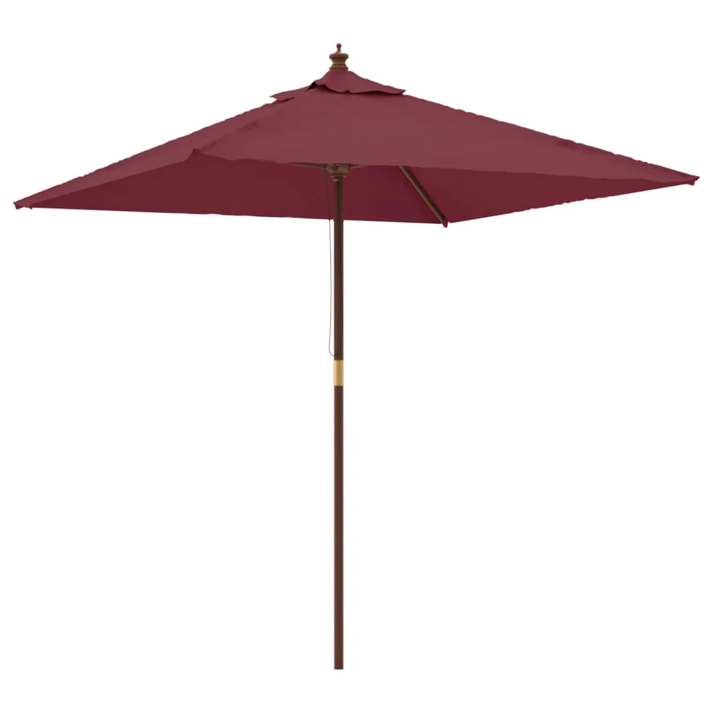 haveparasol med træstang 198x198x231 cm bordeauxfarvet - Image 2
