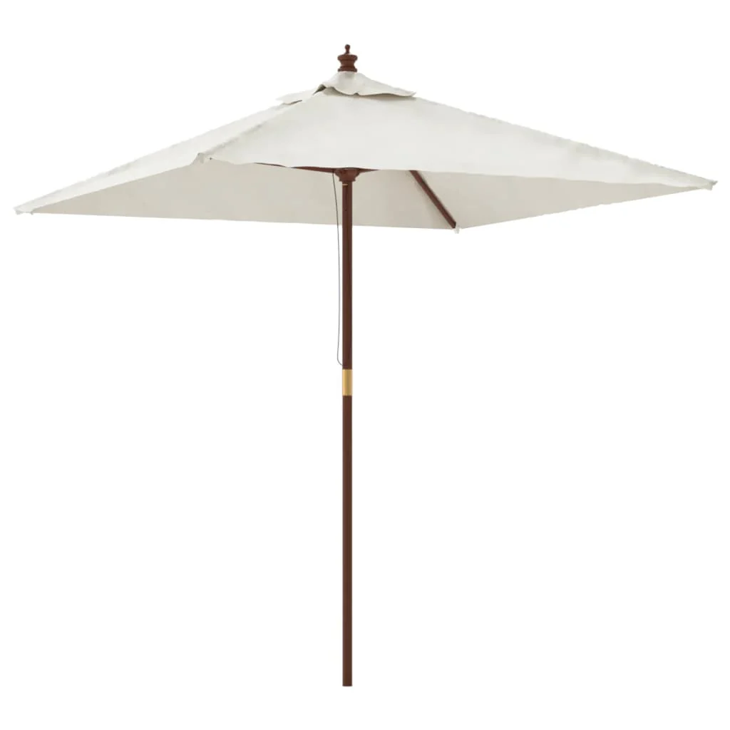 haveparasol med træstang 198x198x231 cm sandfarvet - Image 2