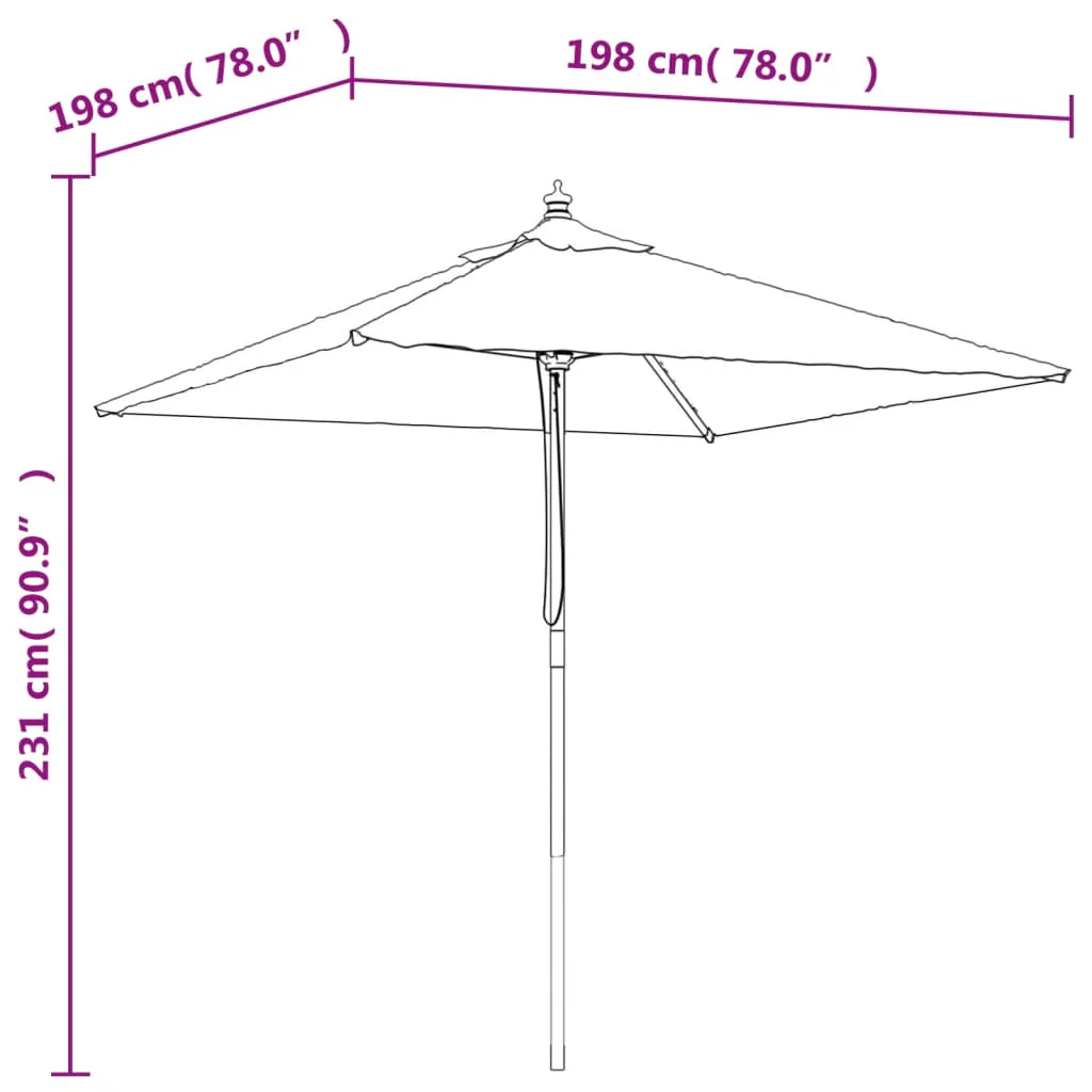 haveparasol med træstang 198x198x231 cm terrakotta - Image 7