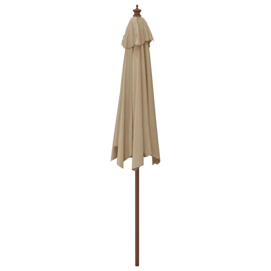 haveparasol med træstang 299x240 cm gråbrun - Image 5