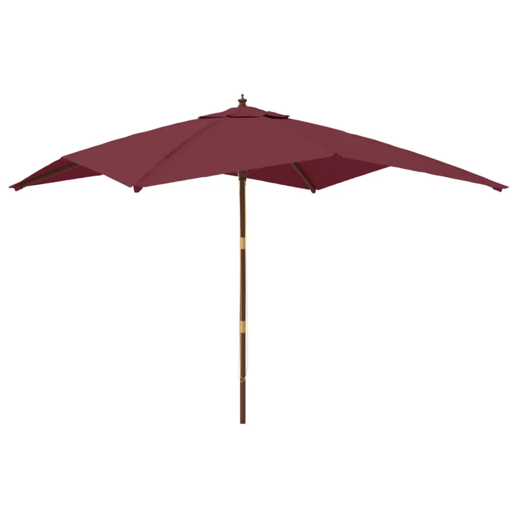 haveparasol med træstang 300x300x273 cm bordeauxfarvet - Image 2