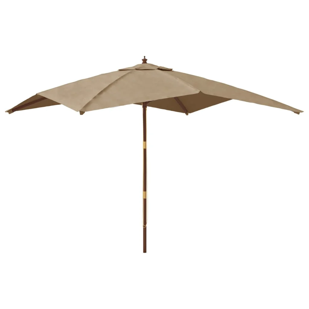 haveparasol med træstang 300x300x273 cm gråbrun - Image 2