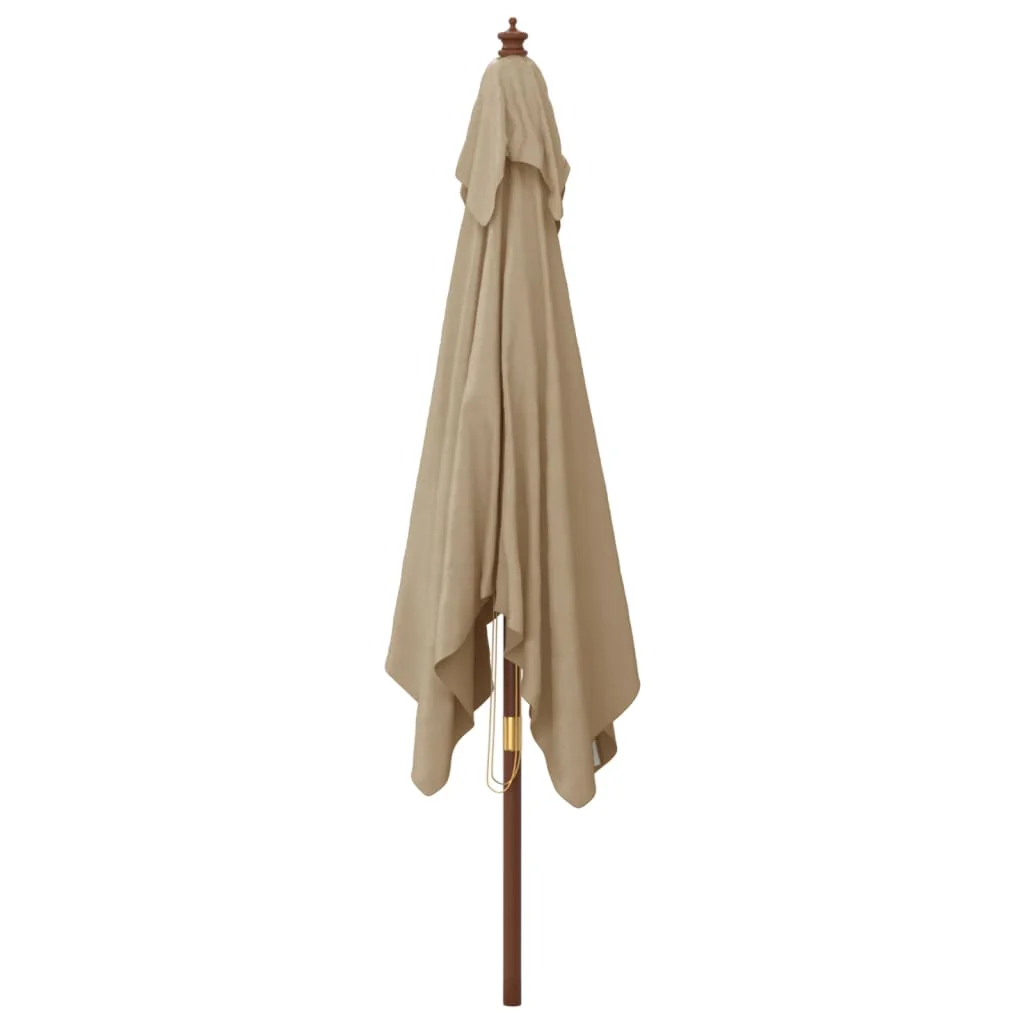haveparasol med træstang 300x300x273 cm gråbrun - Image 4