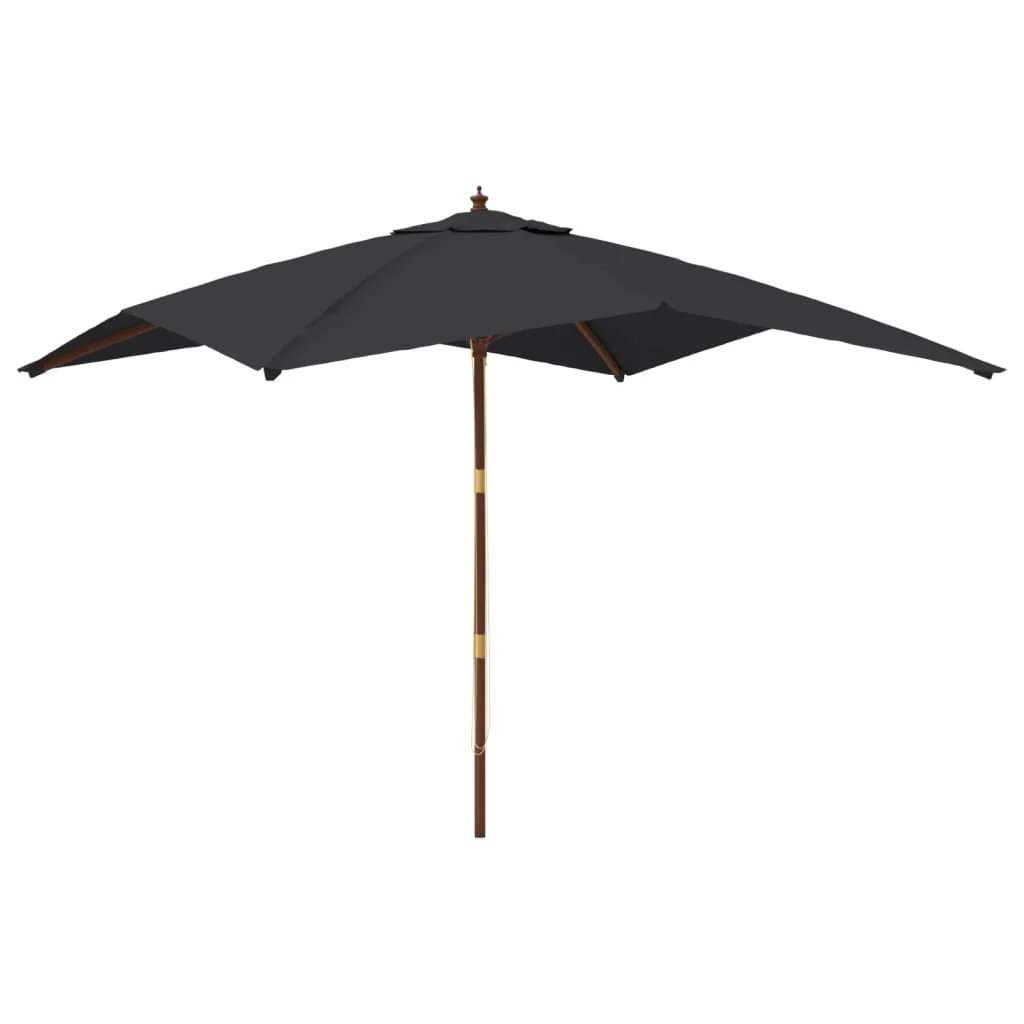 haveparasol med træstang 300x300x273 cm sort - Image 2