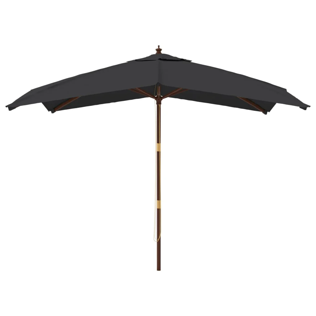 haveparasol med træstang 300x300x273 cm sort - Image 3