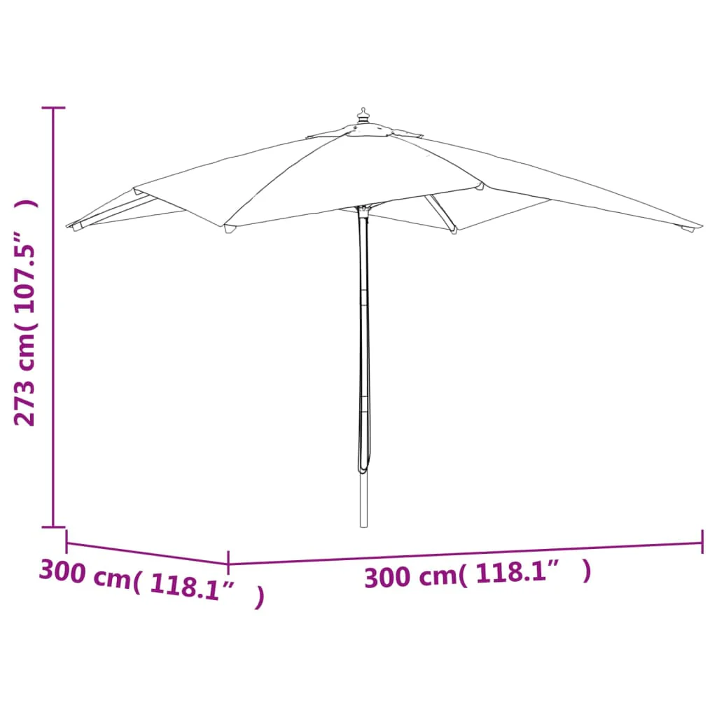 haveparasol med træstang 300x300x273 cm sort - Image 7