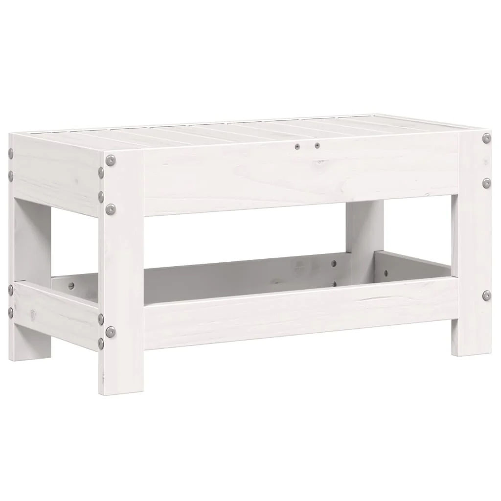 haveskammel 62x30x52 cm massivt fyrretræ hvid - Image 6