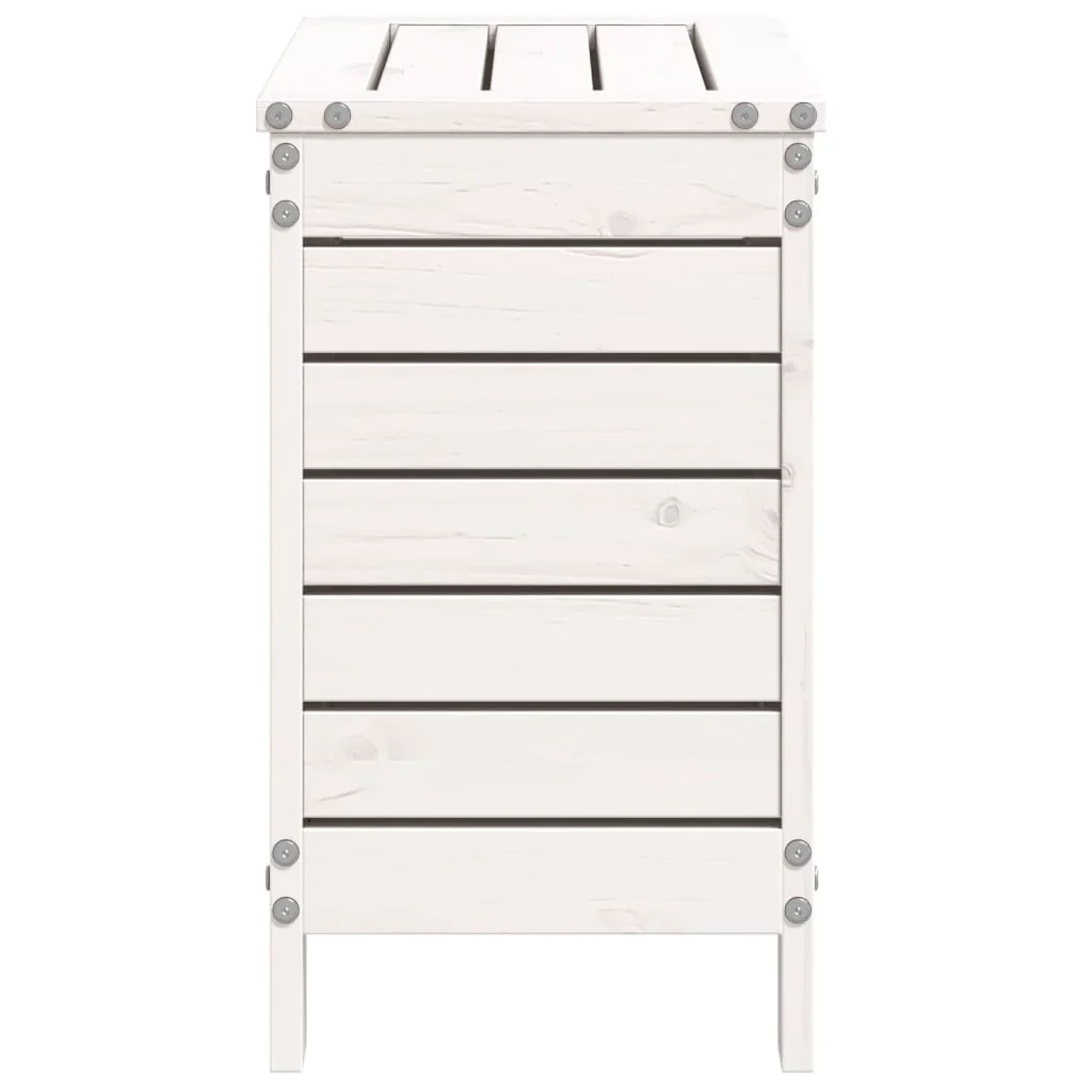 haveskammel 62x31,5x52 cm massivt fyrretræ hvid - Image 5